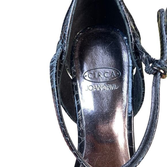 Circa Joan & David Black Snakeskin Wedge Sandals Size 7 - Picture 7 of 9